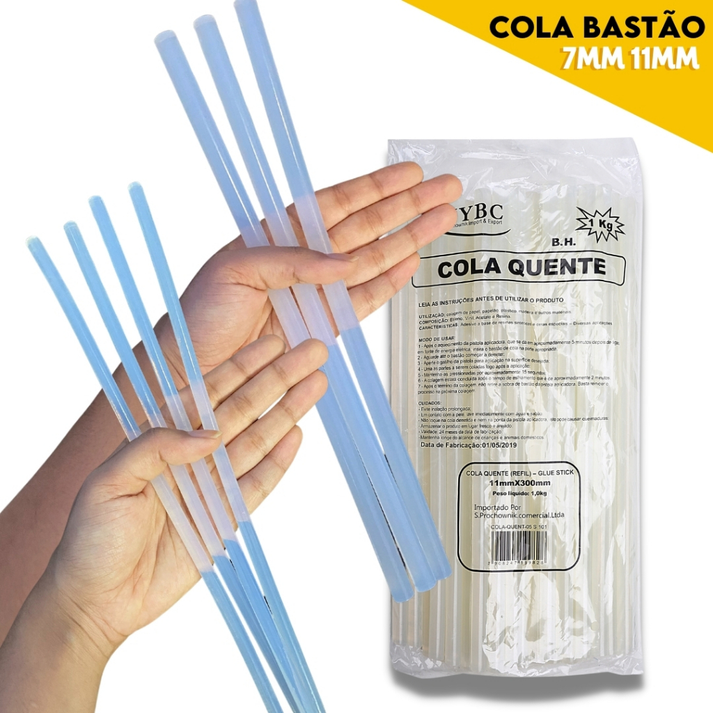 Bastão Cola Quente Transparente  em Pacote com 1Kg - NL em Oferta na Shopee