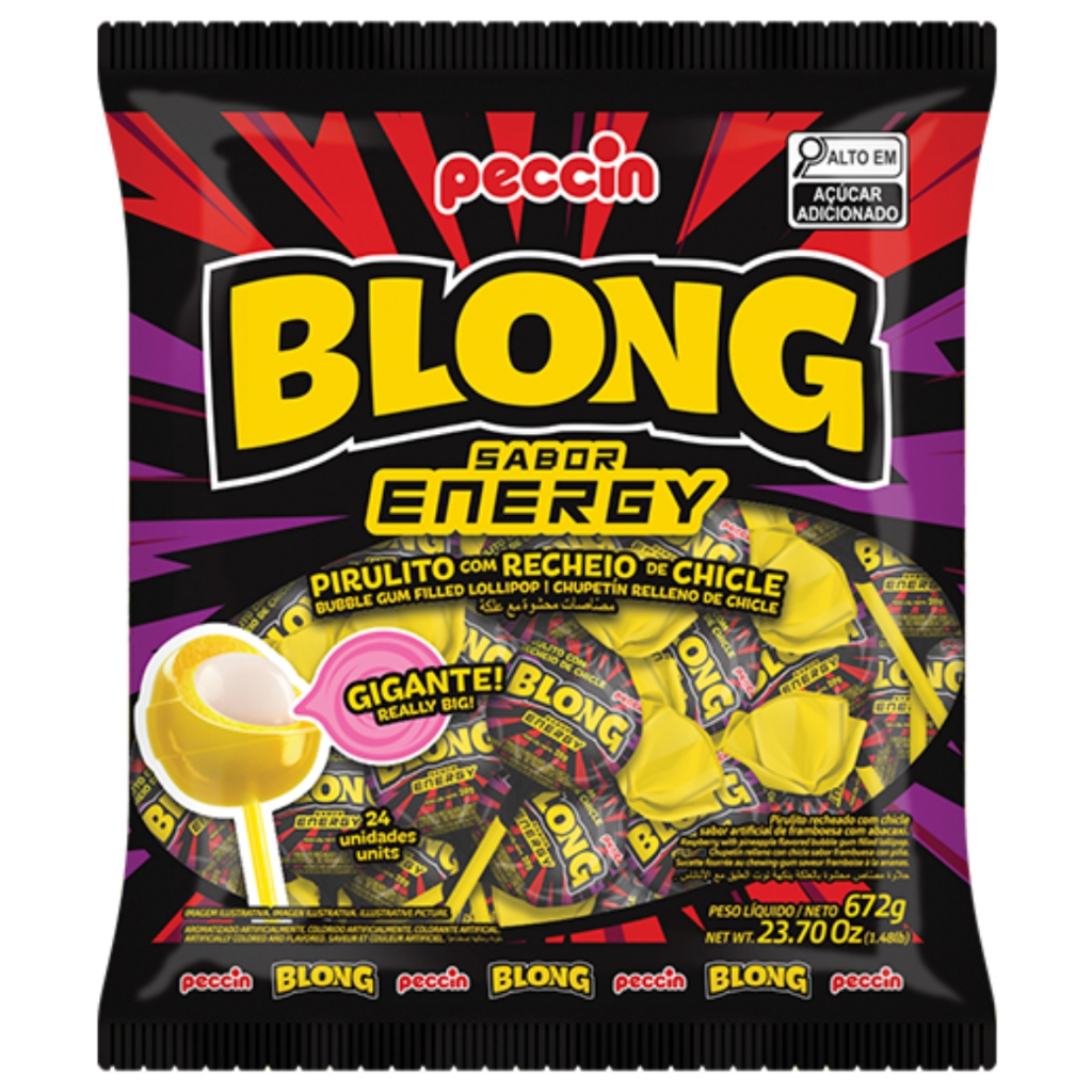Pirulito Blong Energético Recheado  C/24 Unidades Peccin em Oferta na Shopee