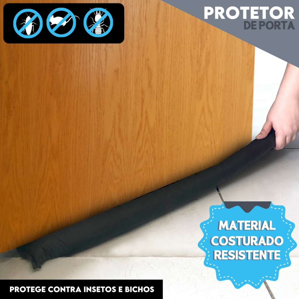 Veda Porta Protetor Rolinho Impermeável Rolinho – Proteção Dupla Preto - Aero
