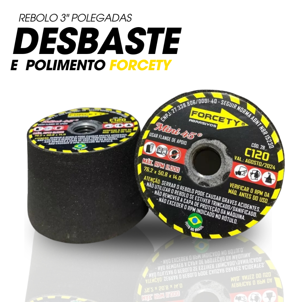 Rebolo Cônico Diamantado Mini 3 Polegadas Corte De 45° Grão 120