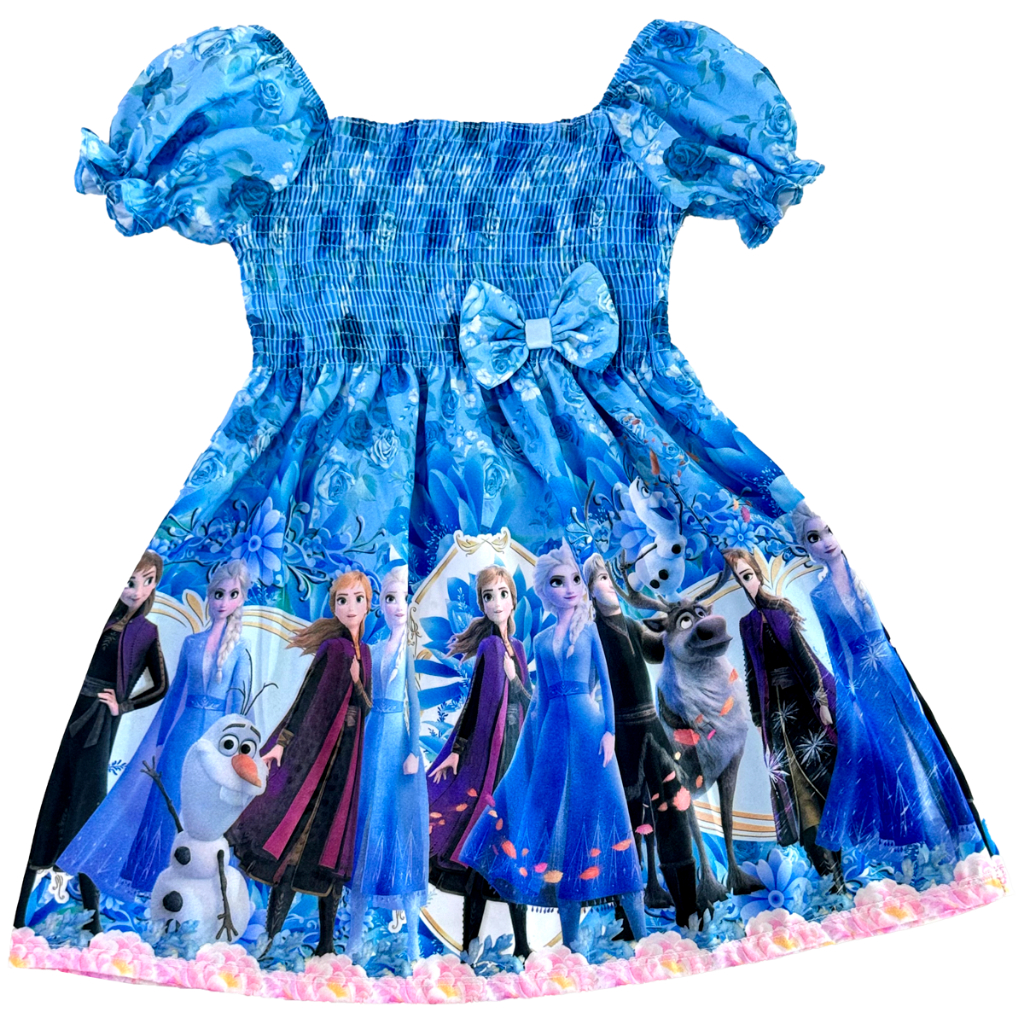 Vestido De Criança Infantil Frozen Personagem