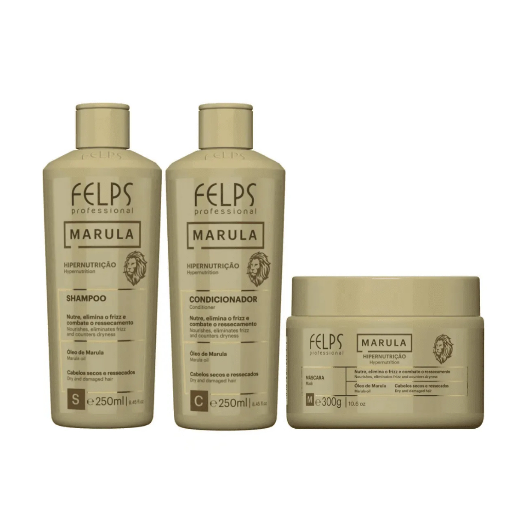 Kit Marula Felps Shampoo, Condicionador e Mascara