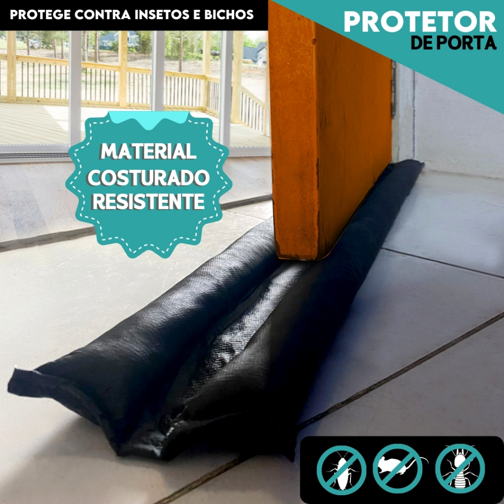 Veda Porta Protetor Rolinho Impermeável Rolinho – Proteção Dupla Preto - CH