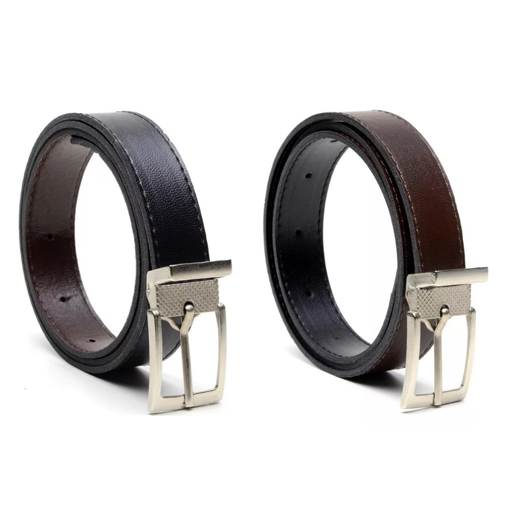 Kit 2 Cinto Social Infantil Dupla Face Cor Marrom e Preto