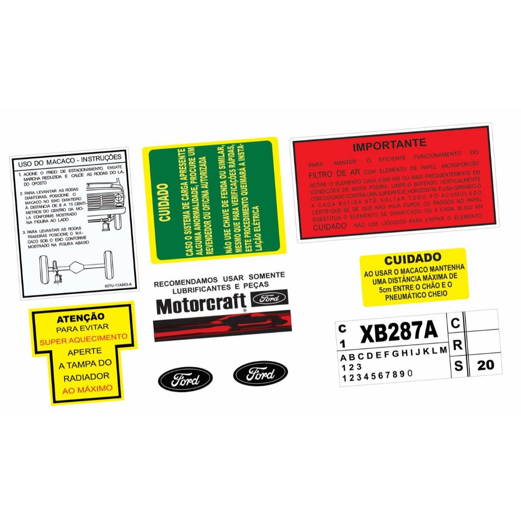 Adesivos Advertência Cofre Motor Ford F100 1971 A 1979