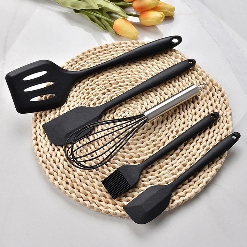 Colher Espátula Fue Espátula Pincel Utensílios De Cozinha Silicone Kit 5 Peças em Oferta na Shopee
