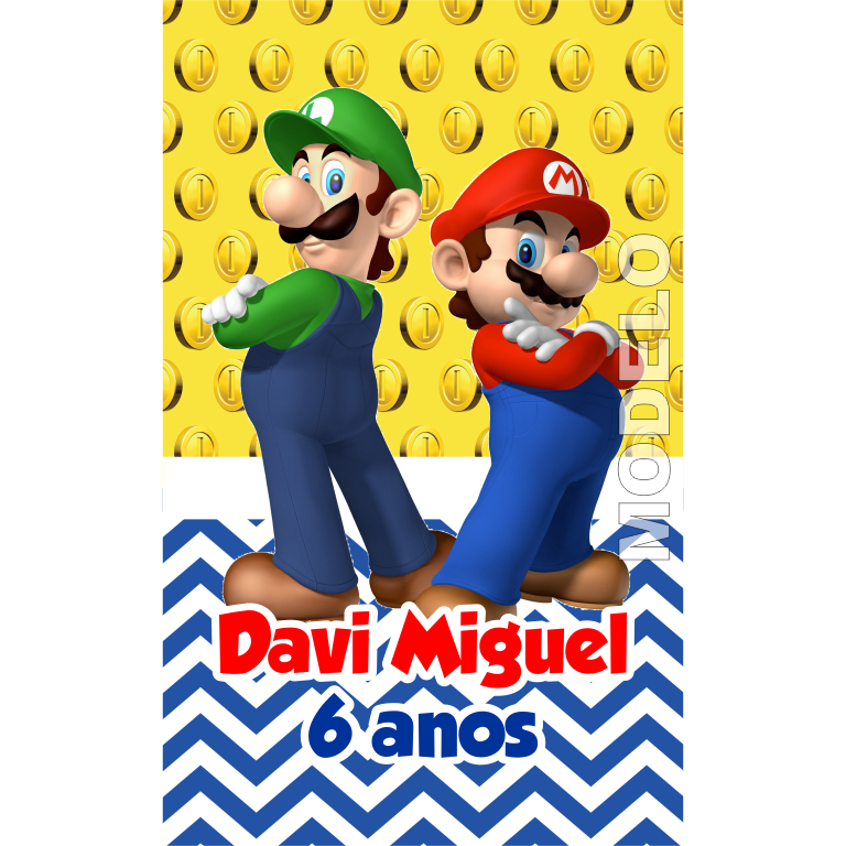 15 Adesivos Tubete Super Mario Bross - Tag - Etiqueta Personalizada