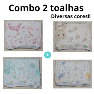 Combo 2 toalhas para bebê, 85cm x 85cm com capuz. em Oferta na Shopee