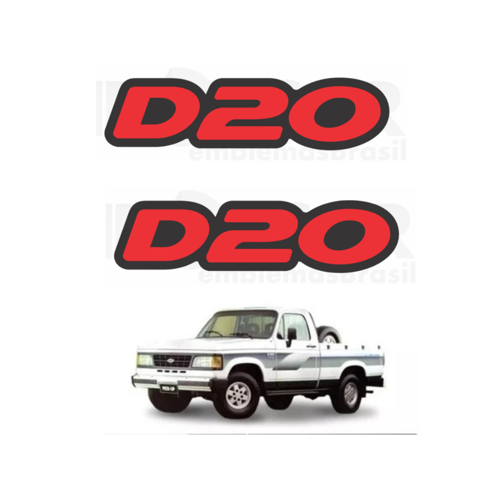 Par de Emblemas Adesivo D20 Chevrolet Vermelho Resinado PU