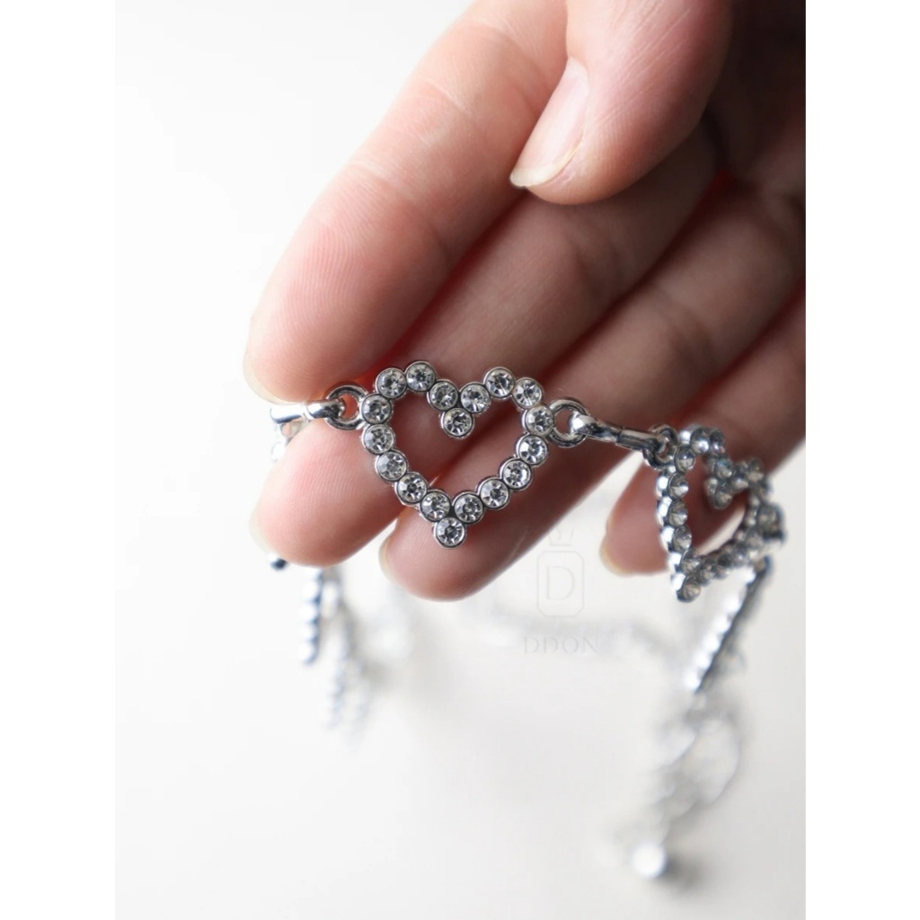 Cinto feminino corrente de festa coração de metal brilhante com diamantes