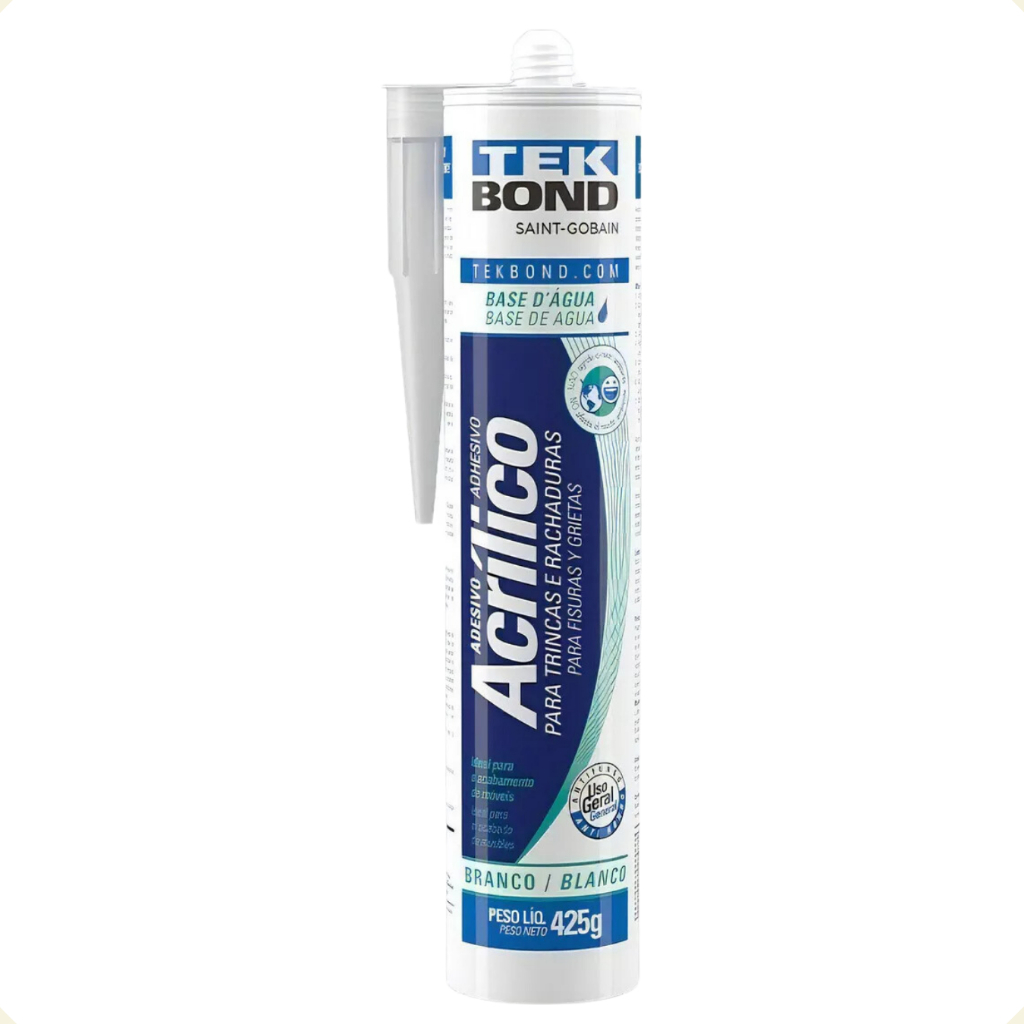 Adesivos Acrilico Cola Isopor Poliestireno Molduras Rodapé Sanca Gesso Tekbond 425g
