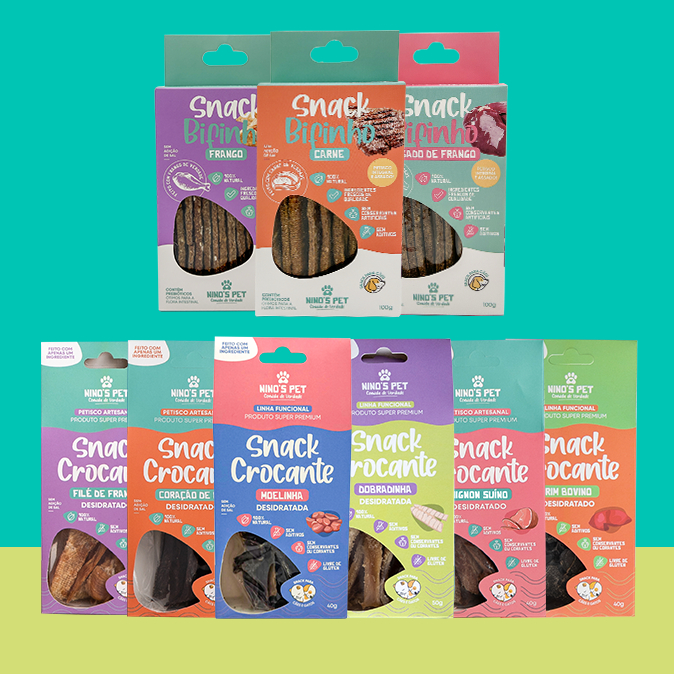 Kit 9 Petiscos Saudáveis 100% Natural - Snack para Pets - Combo 01 - Ninos Pet