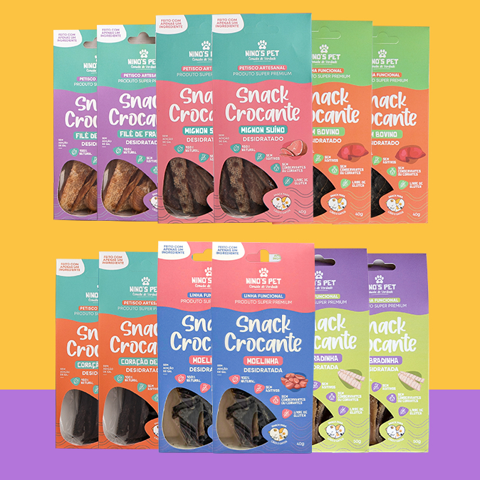 Kit 12 Petiscos Saudáveis 100% Natural - Snack para Pets - Combo 02 - Ninos Pet