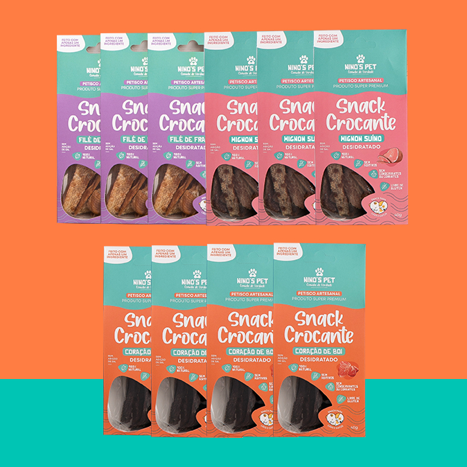 Kit 10 Petiscos Saudáveis 100% Natural - Snack para Pets - Combo 03 - Ninos Pet