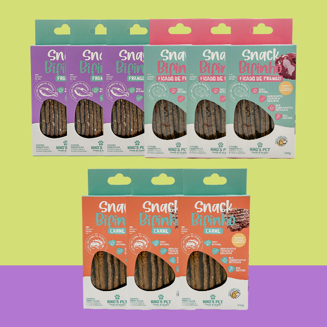 Kit 9 Petiscos Saudáveis 100% Natural - Snack para Pets - Combo 04 - Ninos Pet