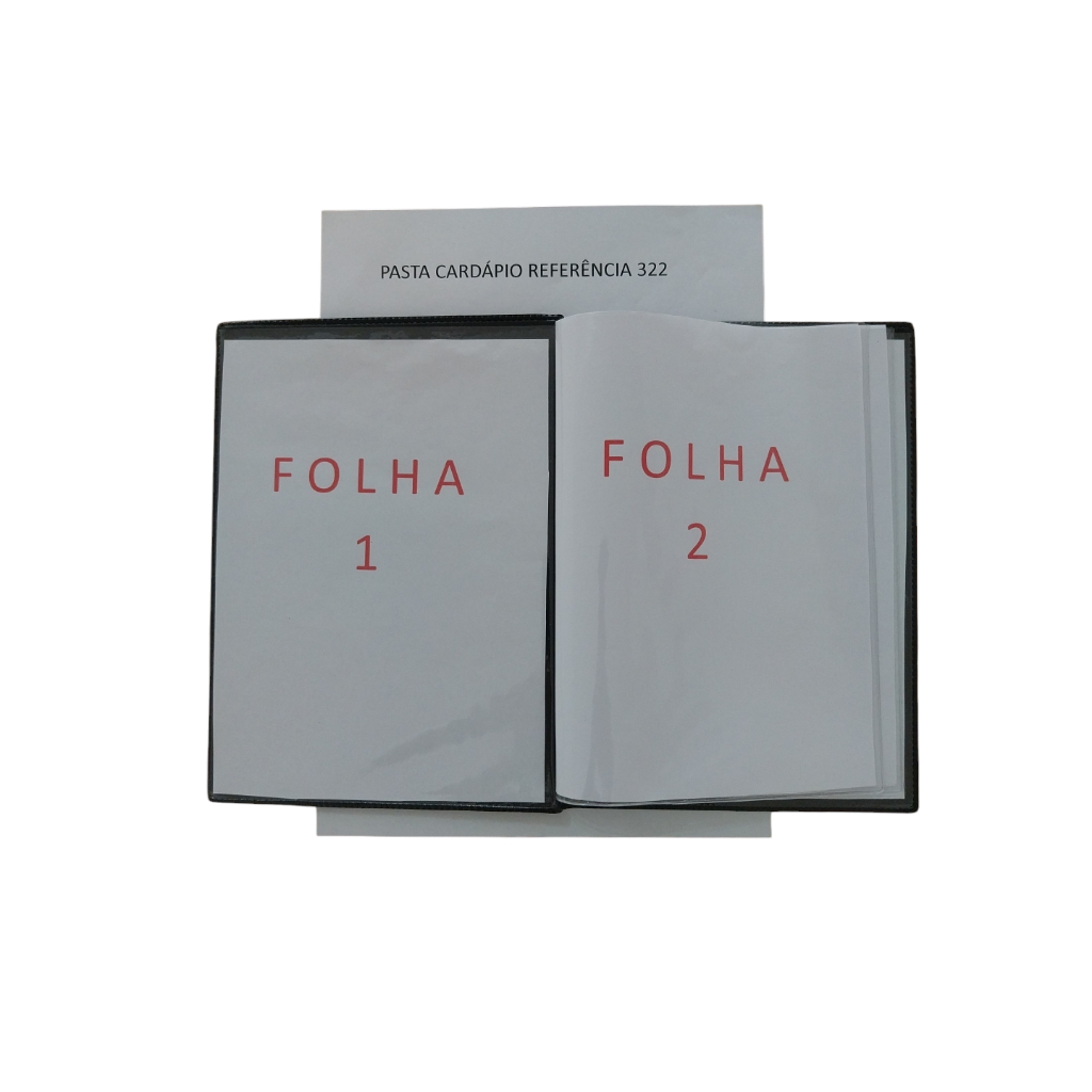 kit 3 Pastas Cardápio com 2 bolsas fixas  (160x225x10mm)bolsa (160x217mm)