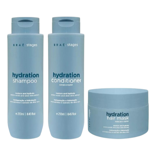 Kit Braé Stages Hydration - Shampoo 250ml + Condicionador 250ml + Máscara 200g
