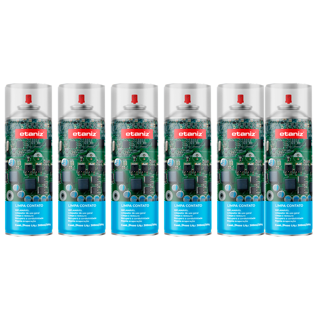 Kit 6 Latas de Spray Limpa Contato Eletronico 200g Chesy