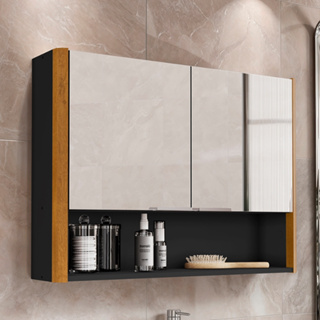 Armário/Espelheira para Banheiro Santorini 2 Portas com Espelhos e Puxador em Alumínio - Várias Cores em Oferta na Shopee