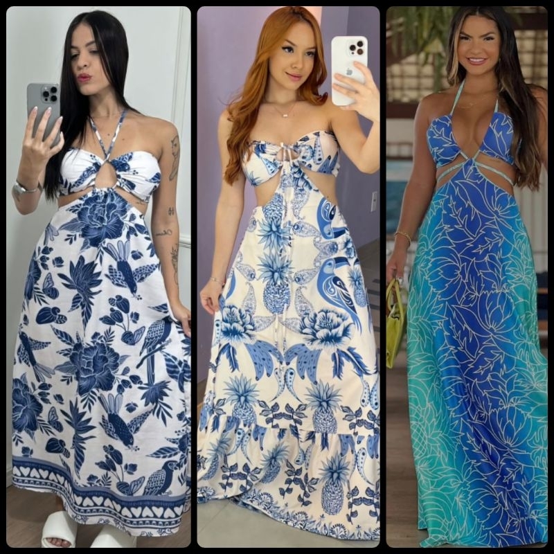 Vestido Longo Floral Inspiração Tendência Moda Blogueira Luxo