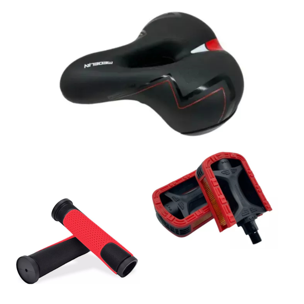 KIT SELIM 2 MOLAS GEL RAD 7 MEDELIN COM REFLETOR E CARRINHO + PEDAL ROSCA FINA + MANOPLA BORRACHA GTAKIT SELIM 2 MOLAS G