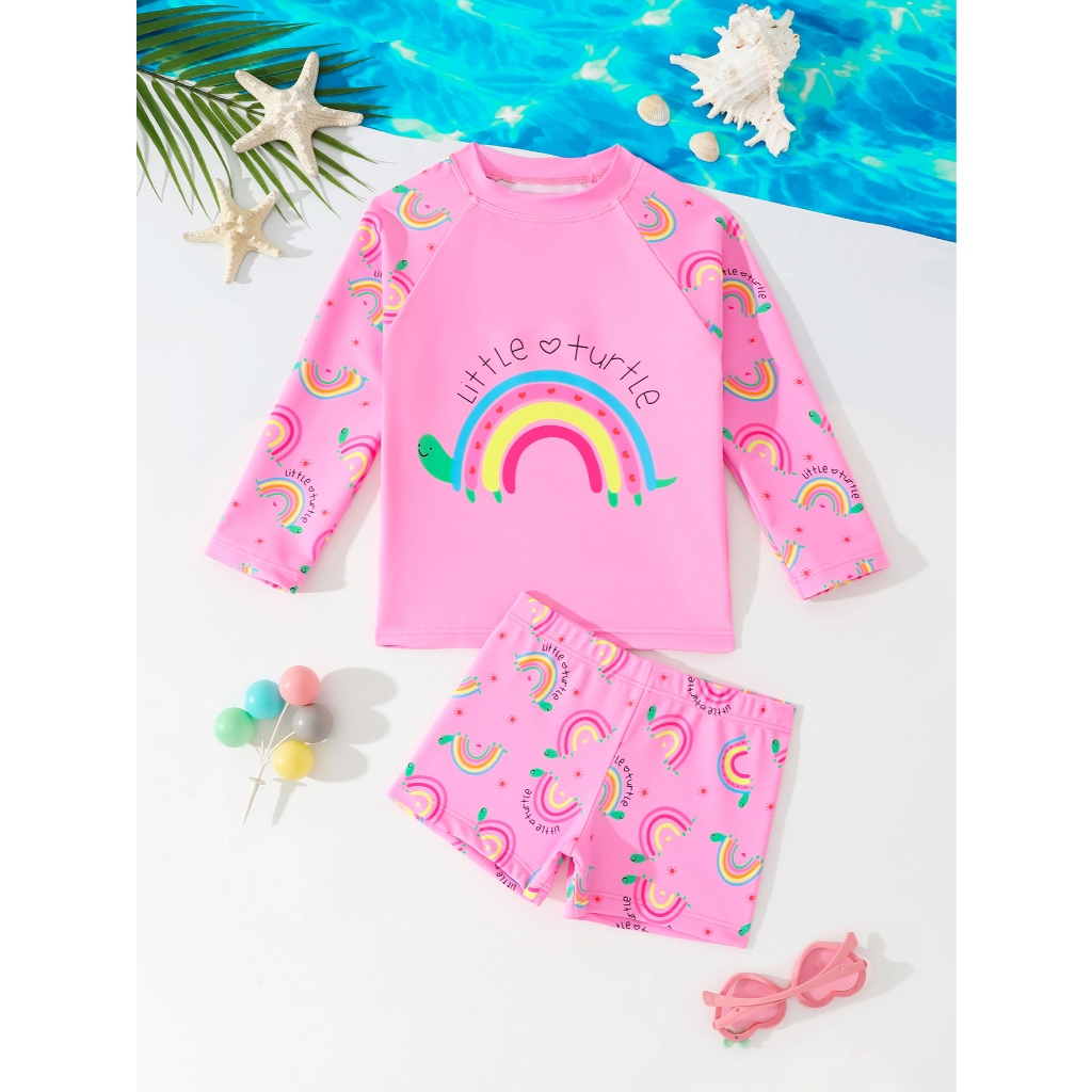 RWX VEST Conjunto de Praia Infantil com Estampa Alegre e Proteção Confortável 2024 B3117