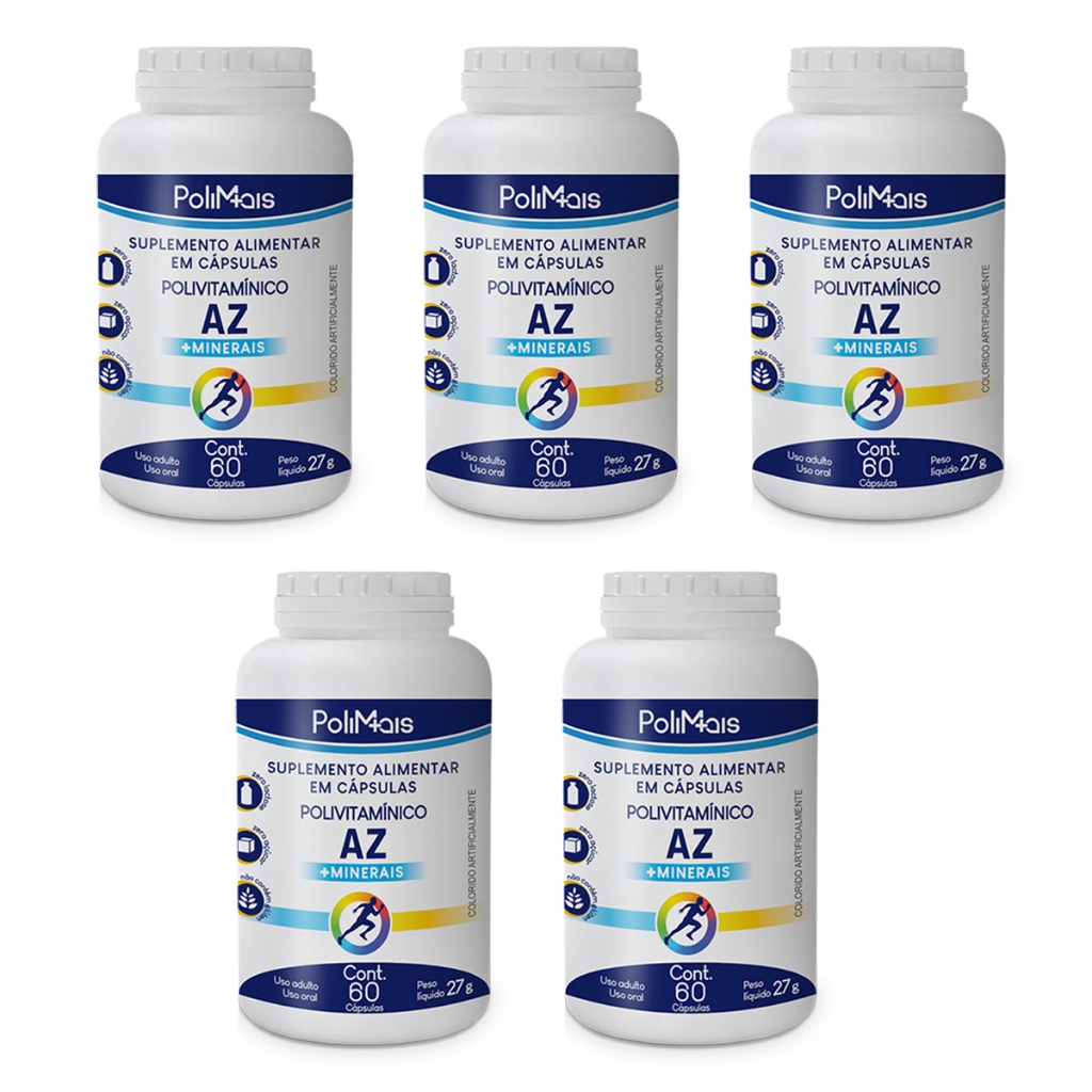 Kit 5 Polimais Polivitamínico Multivitamínico A-Z C/300 Cápsulas Nutriex