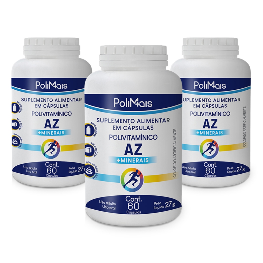 Kit 3 Polimais Polivitamínico Multivitamínico  A-Z C/180 Cápsulas Nutriex em Oferta na Shopee