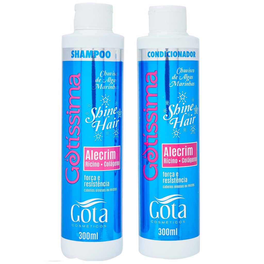 Kit Shampoo e Condicionador 300Ml Gotissima Chuvisco de Algas Marinhas Unit, Gota Dourada