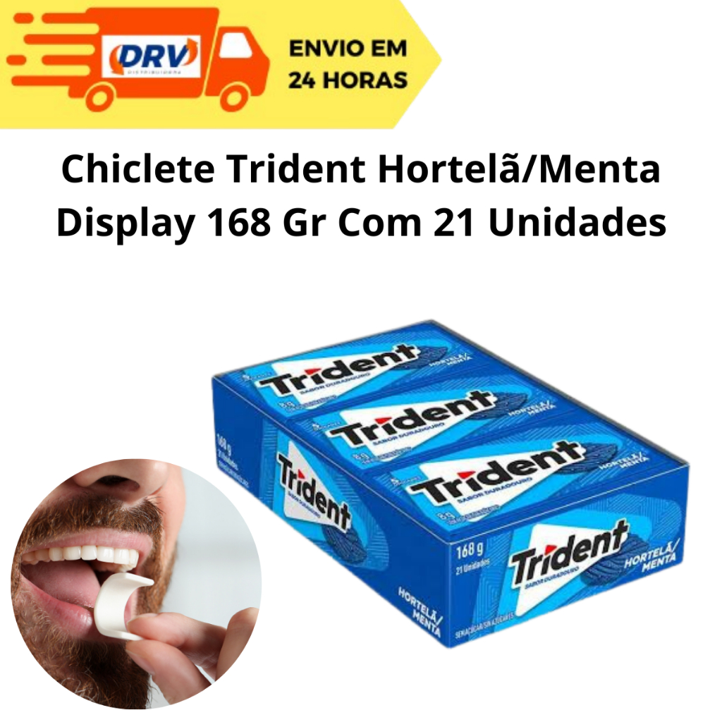 Chiclete Trident Hortelã/Menta Display 168 Gr com 21 Unidades - Chiclete Trident Hortelã - Trident