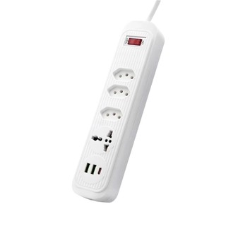 Filtro de Linha Extensão Tomada Régua 3 tomadas comuns 2 portas USB Type-C 1 micro USB  1 Tomada Universal