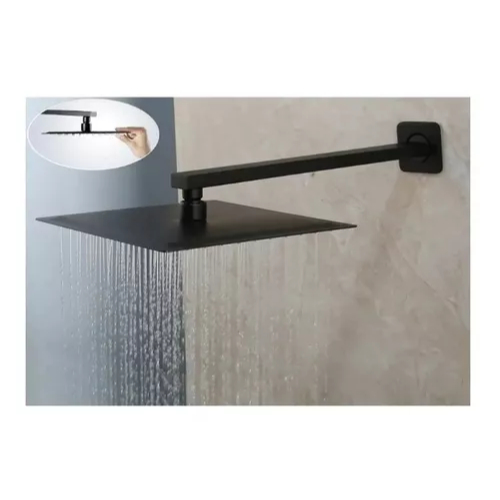 Ducha Chuveiro slim 20x20cm Com tubo 38cm preto fosco dc-7007ap