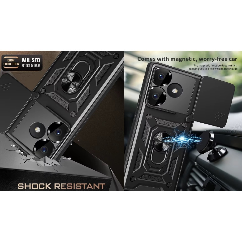 Capa Armor à prova de choque Com Suporte e Proteção P/ Camera Xiaomi Poco F6 5G 