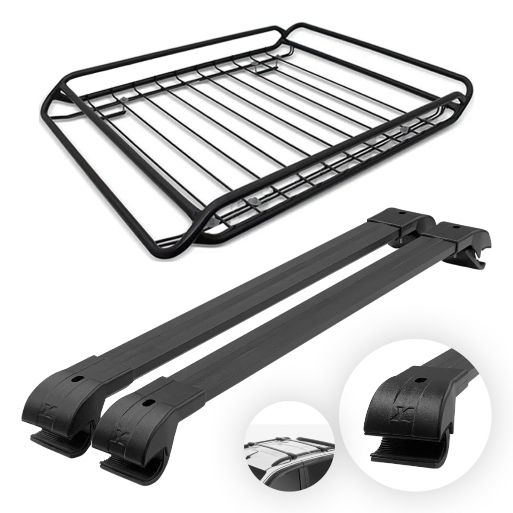 Rack de Teto Travessa Mitsubishi Pajero TR4 2010 A 2015 + Bagageiro Maleiro Gradeado 100 cm X 80 cm