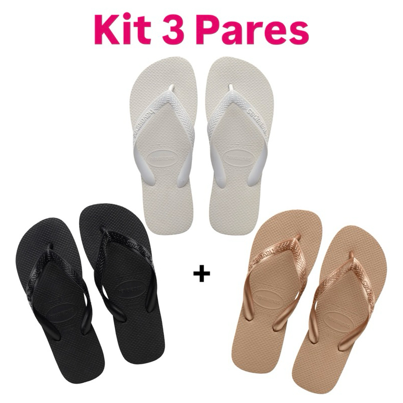 Kit 3 Pares Chinelo Feminino Confortável Lançamento Verão Macio Sandália