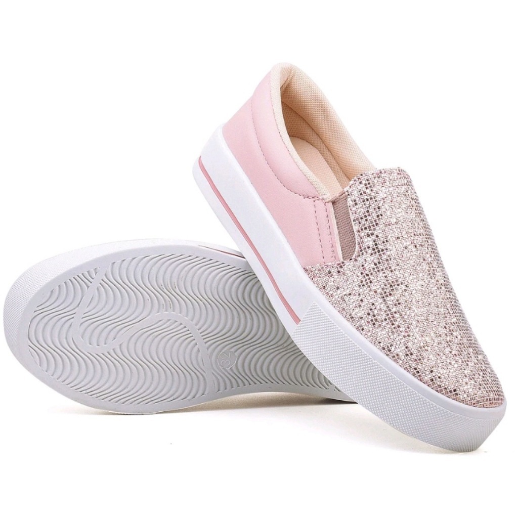 Tênis Infantil Sapatênis Sapatilha Calce Fácil Feminino Casual Slip On Borboleta Confortável Envio Imediato
