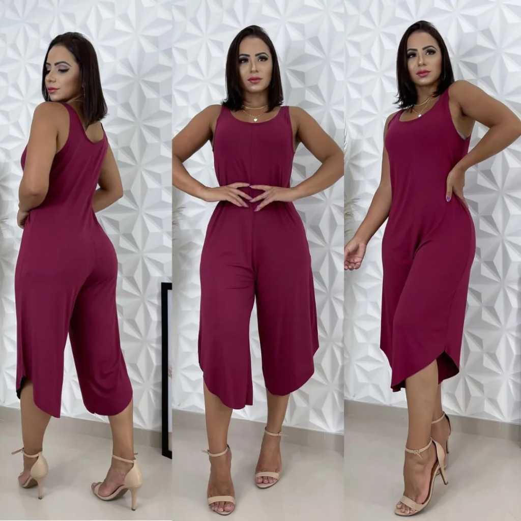 Macacão pantacur regata, liso e listrado, tamanho único g, veste do 40 ao 42. em Oferta na Shopee