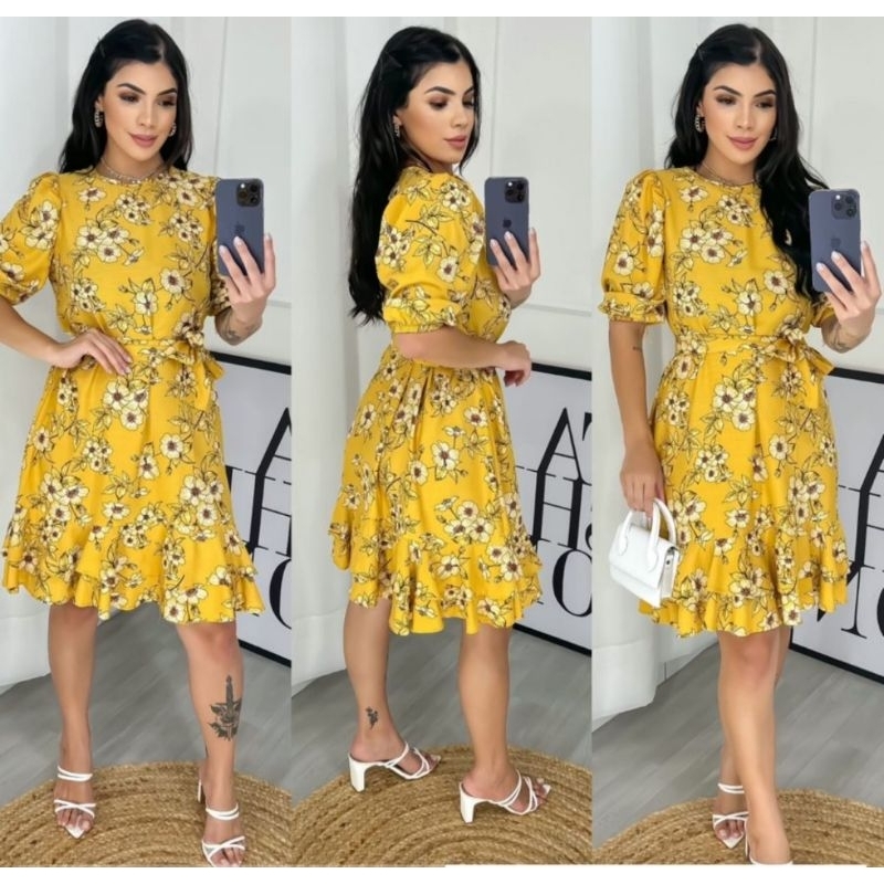 vestido curto   com manga  veste 36(42) em Oferta na Shopee