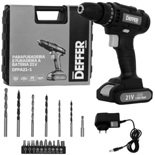 Parafusadeira e Furadeira a Bateria 21V Com Maleta + Kit Completo de Brocas e Bits - DEFFER em Oferta na Shopee