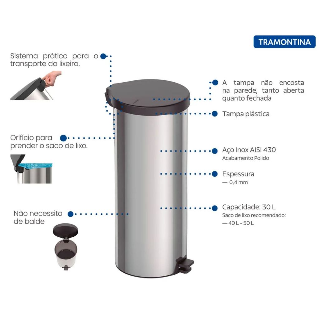 Lixeira para Cozinha 30 Litros na Black Friday 2025 | BuscaProdutos