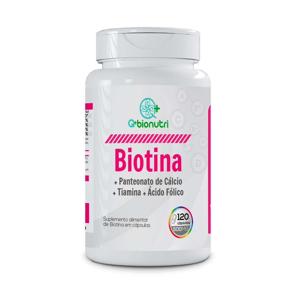 Biotina - Panteonato de Cálcio+ Tiamina+ Ácido Fólico- 120 cápsulas Q+Bionutri