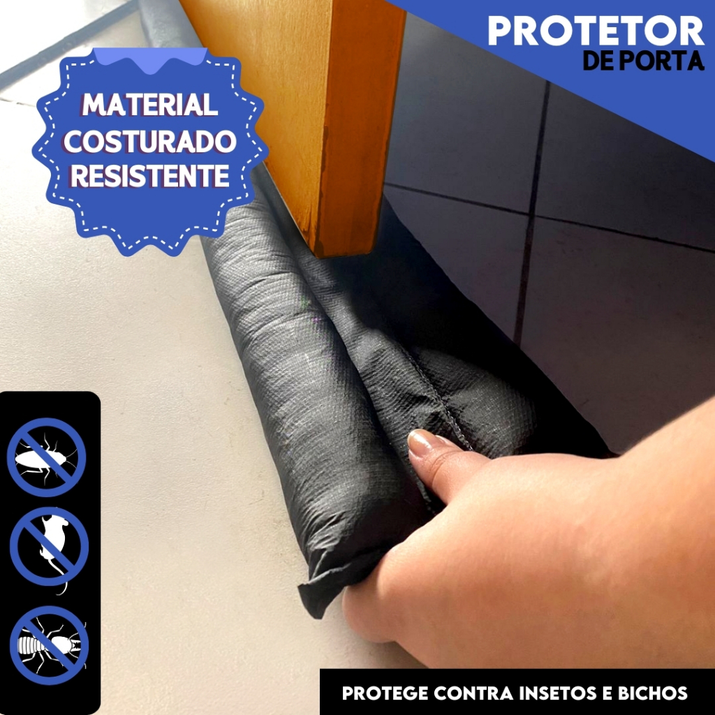 Veda Porta Protetor Rolinho Impermeável Rolinho – Proteção Dupla Preto - Mazzal