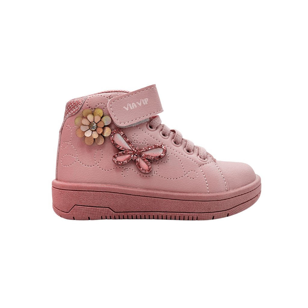 Tênis Botinha Infantil Via Vip Cano Alto Velcro 4509 ROSE
