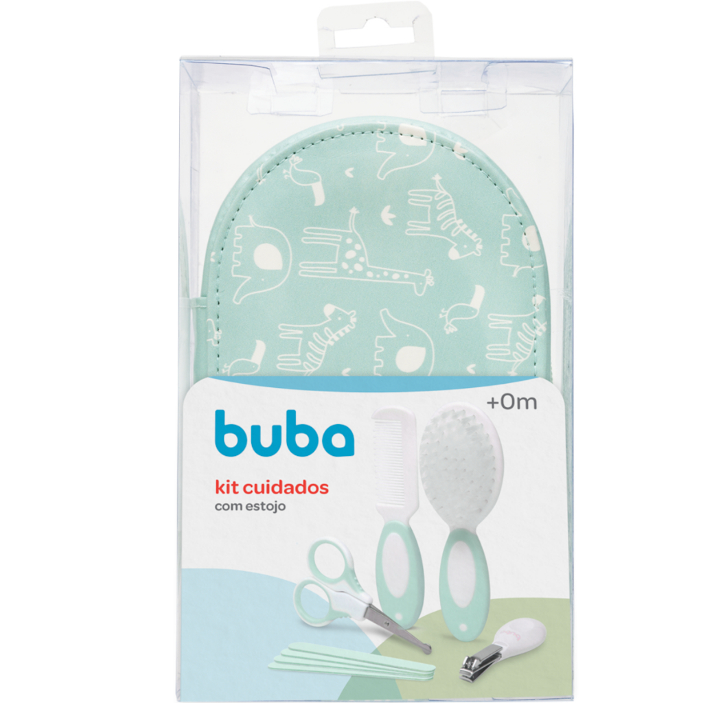 Kit de Cuidados com Estojo - Buba - Verde / Kit de Cuidados para Bebê - Higiene Infantil.
