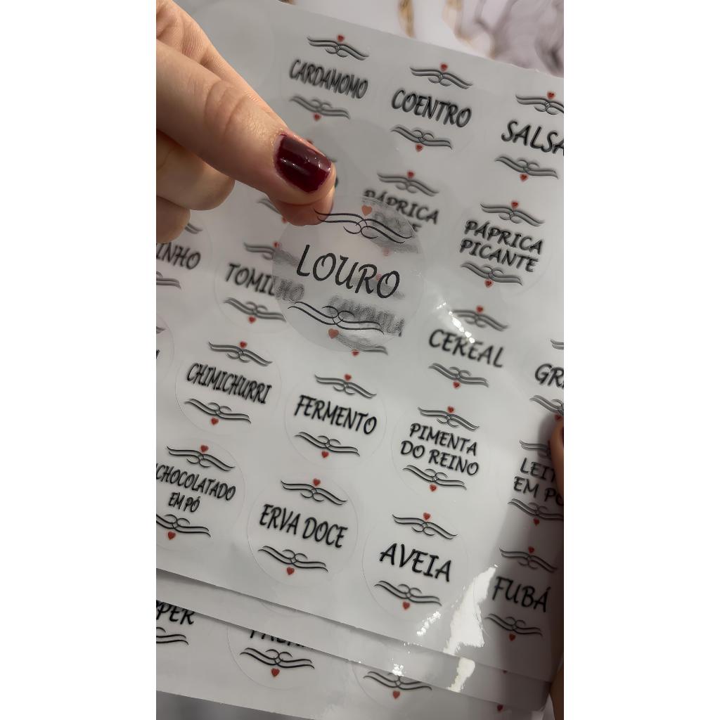 Etiquetas Adesivas Para Porta Temperos Porta Condimentos Adesivo Vinil Prova D'Água, Organização