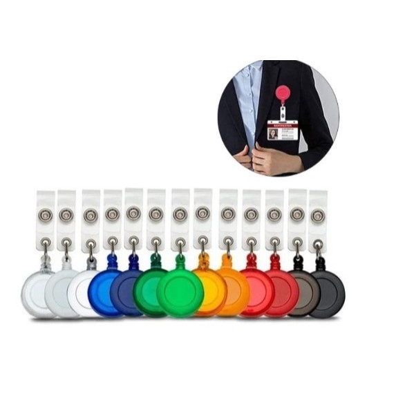 Kit  Porta Crachá Retrátil Roller Clip em Oferta na Shopee