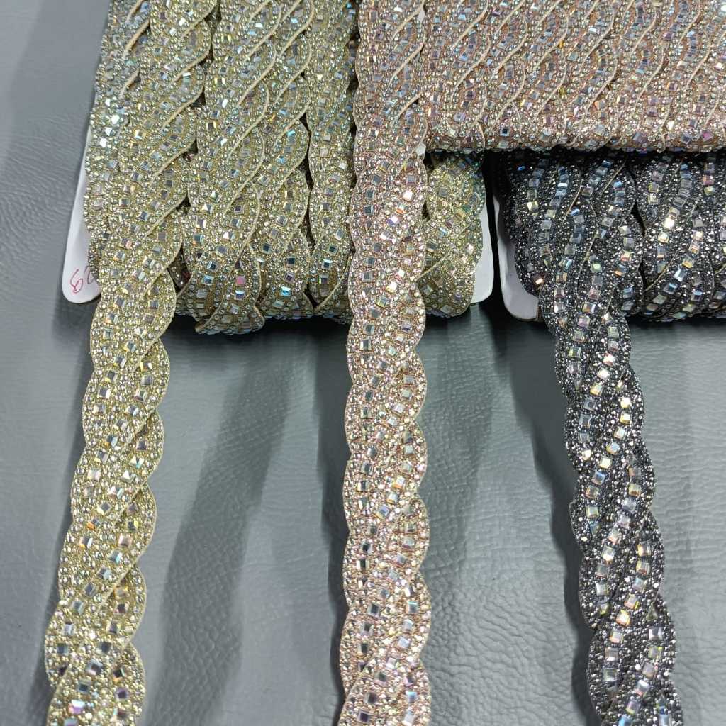 1 ou 3 Metros Fita Tira Strass Bordado Pedrarias Cinto Casamento Trançada em Oferta na Shopee