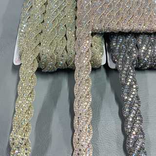 1 ou 3 Metros Fita Tira Strass Bordado Pedrarias Cinto Casamento Trançada em Oferta na Shopee