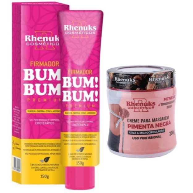 KIT BUMBUM PERFEITO - 1 FIRMADOR DE BUMBUM + 1 CREME PIMENTA NEGRA RHENUKS em Oferta na Shopee