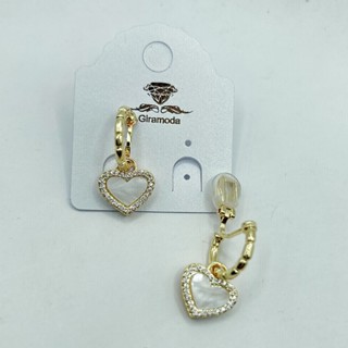 Brincos de coração de amor requintado feminino, em forma de borboleta, banhados a ouro e prateados em Oferta na Shopee